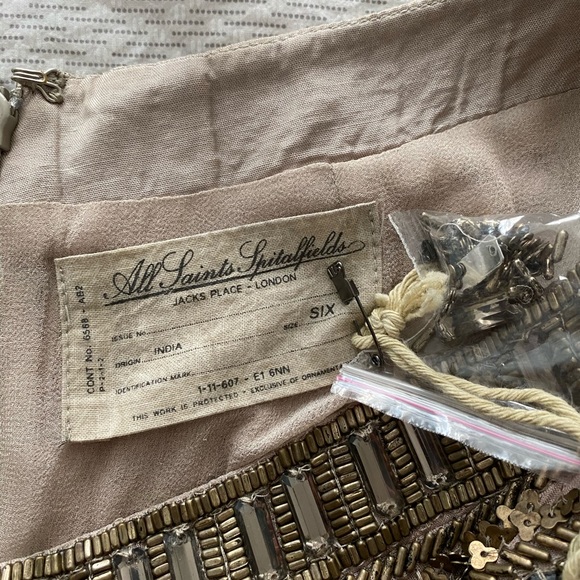 All Saints gold embellished rhinestone mini skirt - Picture 4 of 6